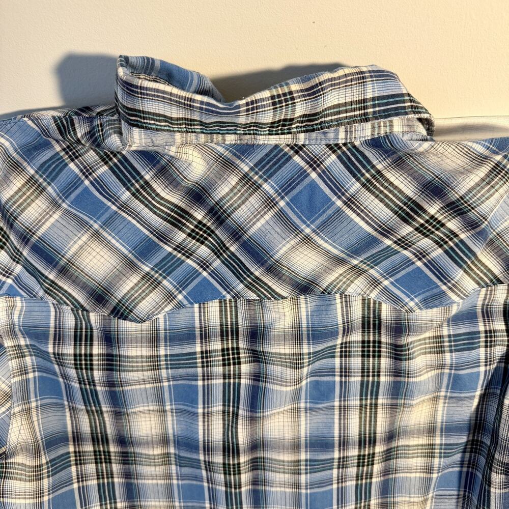 Vintage Wrangler Western Snap Shirt L Plaid Pearl Snap Cowboy USA Style - Picture 7 of 9